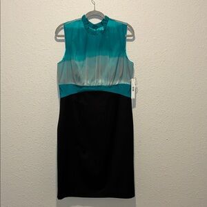 ANTONIO MELANI Teal and Black Midi Dress